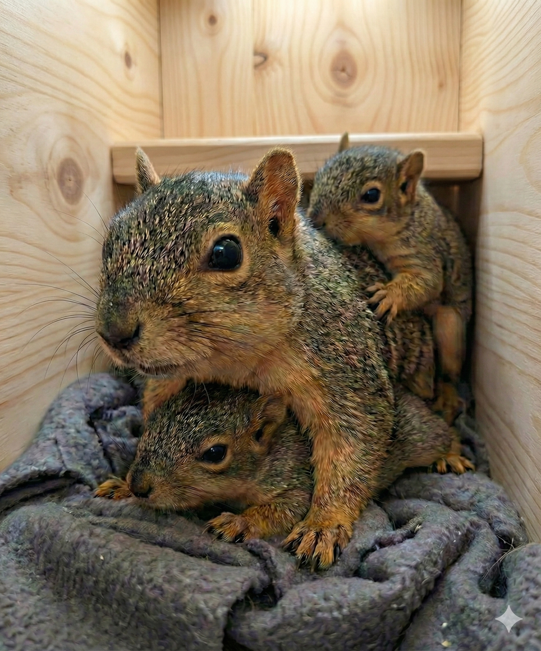 cuddling-squirrels-pine-haven - Squirrel Boxes